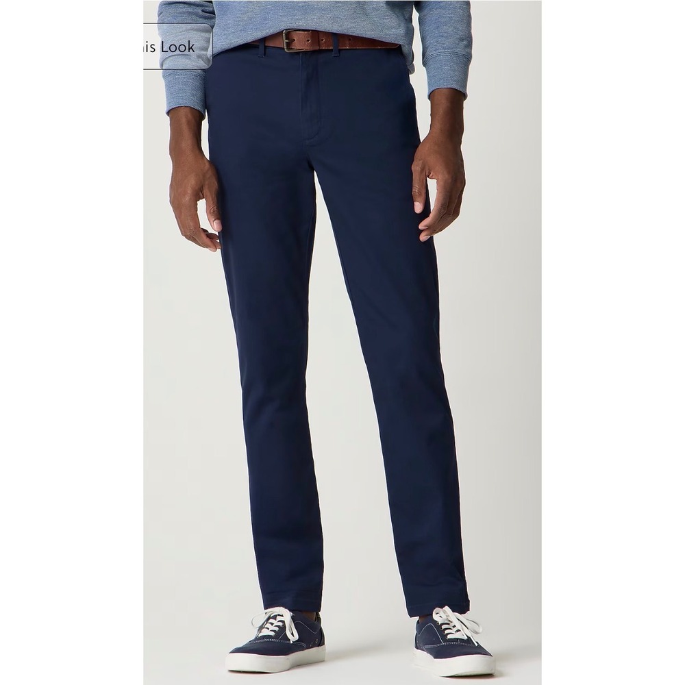 J.Crew Mens Original Chino Pants Navy Blue Straight Leg 34x30 Cotton‎ Twill